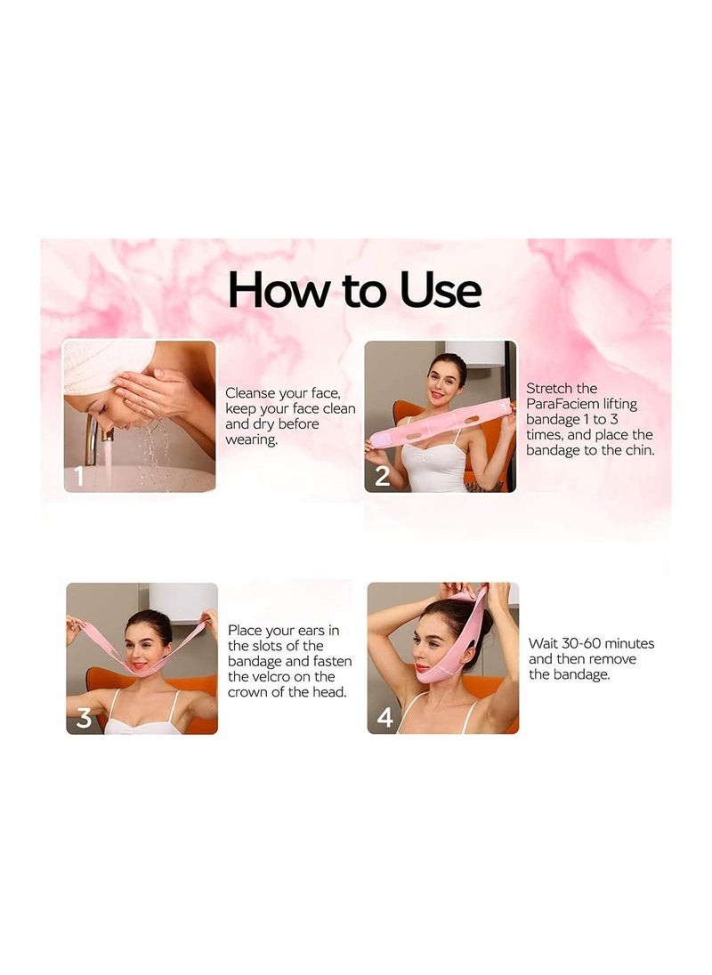 Bukela - Facial Lifting Sleep Bandage, Double Chin Reducing Device with Thin Face Female Facial Shaper, Reusable Breathable and Comfortable V Line Facial Lifting Mask (Pink, 1 Piece) - Image 1