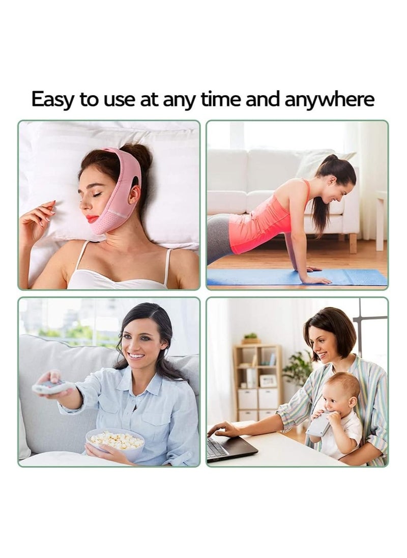 Bukela - Facial Lifting Sleep Bandage, Double Chin Reducing Device with Thin Face Female Facial Shaper, Reusable Breathable and Comfortable V Line Facial Lifting Mask (Pink, 1 Piece) - Image 1