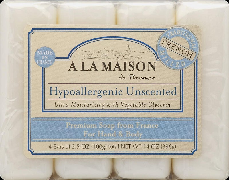 A La Maison Hypoallergenic Unscented Bar Soap - 4 Bars (14 oz) - Gentle for Sensitive Skin - Image 5