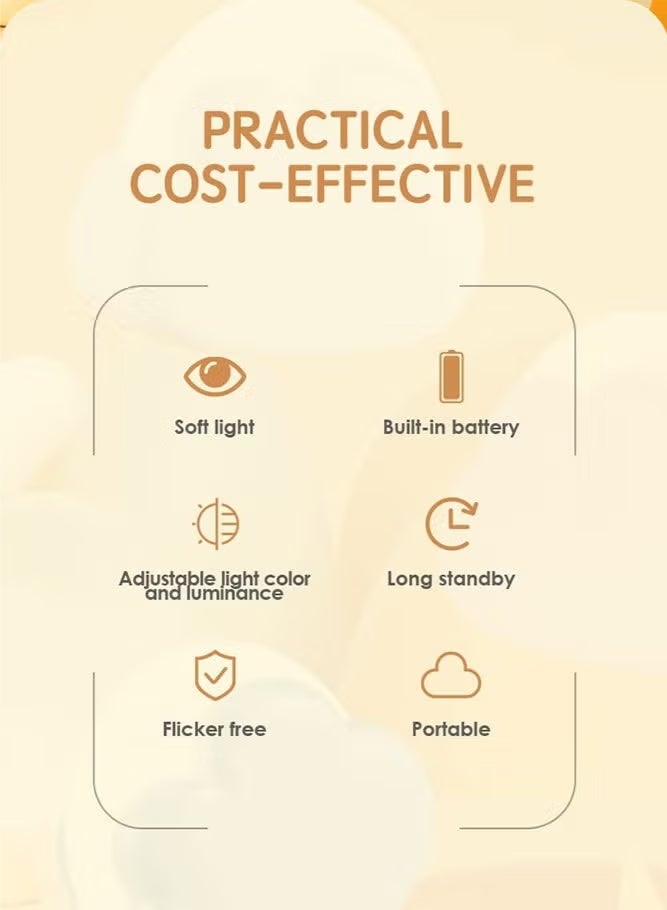 ضوء ليلي للرضع LED على شكل سحابة، قابل للتعتيم بلونين، ضوء ليلي محمول USB لغرفة النوم مع حزام سيليكون قابل للفصل، أبيض - Image 4