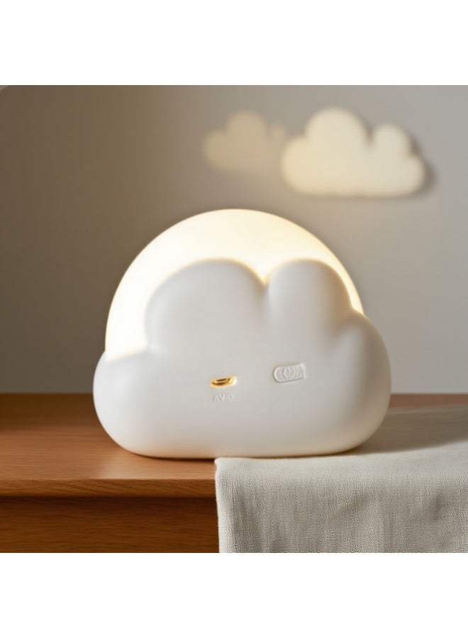 ضوء ليلي للرضع LED على شكل سحابة، قابل للتعتيم بلونين، ضوء ليلي محمول USB لغرفة النوم مع حزام سيليكون قابل للفصل، أبيض - Image 1