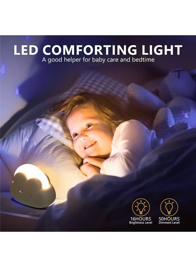 ضوء ليلي للرضع LED على شكل سحابة، قابل للتعتيم بلونين، ضوء ليلي محمول USB لغرفة النوم مع حزام سيليكون قابل للفصل، أبيض - Image 3