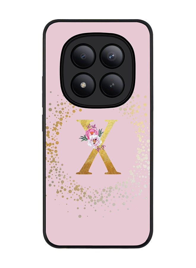 For Xiaomi Redmi Note 15 Pro+ / Poco M8 Pro Case,Slim fit Camera Protection, Shockproof Thin Phone cover  - Custom Monogram Floral - X  (Pink )