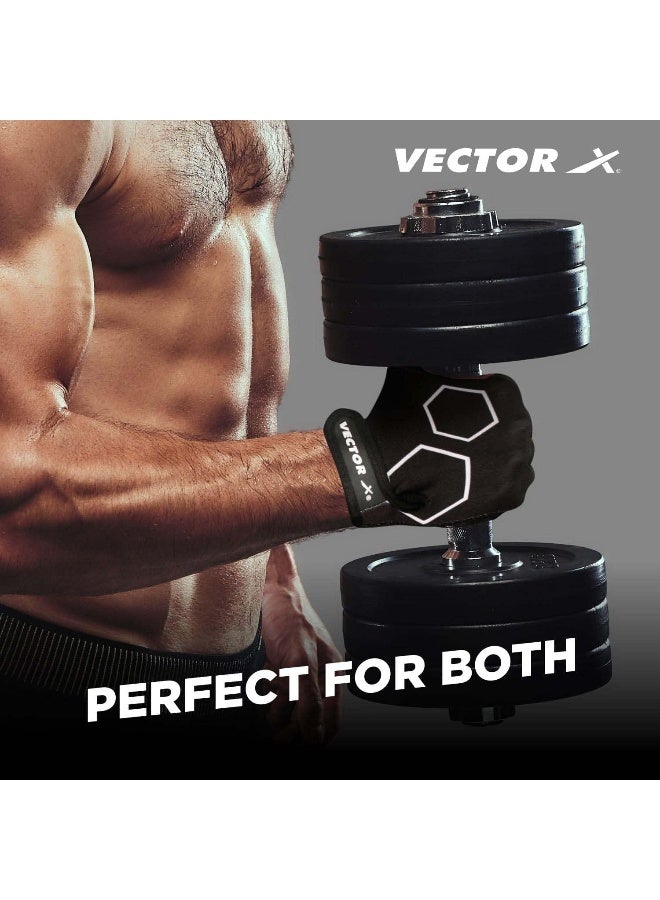 Vector X VX-300 Gym Gloves Fingerless with Wrist Support – Unisex Training & Fitness Gloves for Men & Women, Large, Black - Image 5