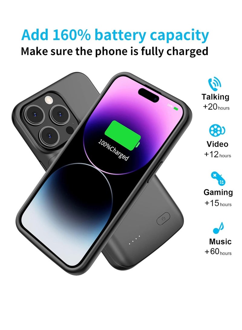 Battery Case For iPhone 14 Pro Max 4500mAh Ultra Slim Portable Charger Case Rechargeable Battery Pack Charging Case Compatible With (iPhone 14 Pro Max & 6.7" Inch) - Black  - Image 3