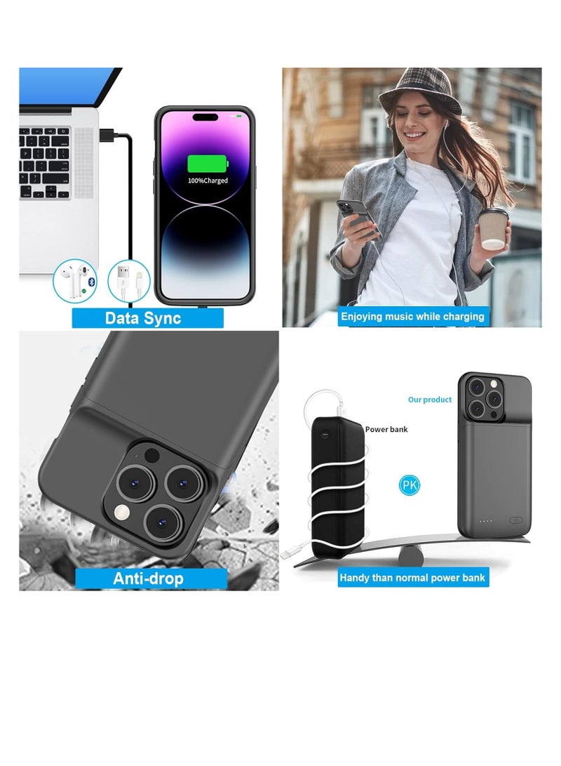 Battery Case For iPhone 14 Pro Max 4500mAh Ultra Slim Portable Charger Case Rechargeable Battery Pack Charging Case Compatible With (iPhone 14 Pro Max & 6.7" Inch) - Black  - Image 4
