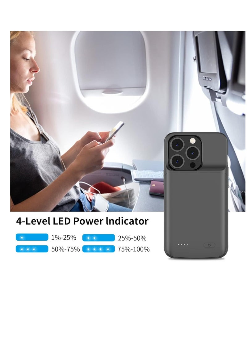Battery Case For iPhone 14 Pro Max 4500mAh Ultra Slim Portable Charger Case Rechargeable Battery Pack Charging Case Compatible With (iPhone 14 Pro Max & 6.7" Inch) - Black  - Image 5