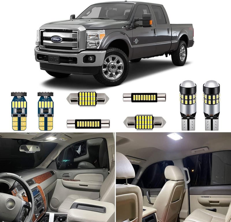 AUTOGINE 11 Piece White Interior LED Lights Kit for 2008-2020 Ford F250 F350 Super Duty - Image 1