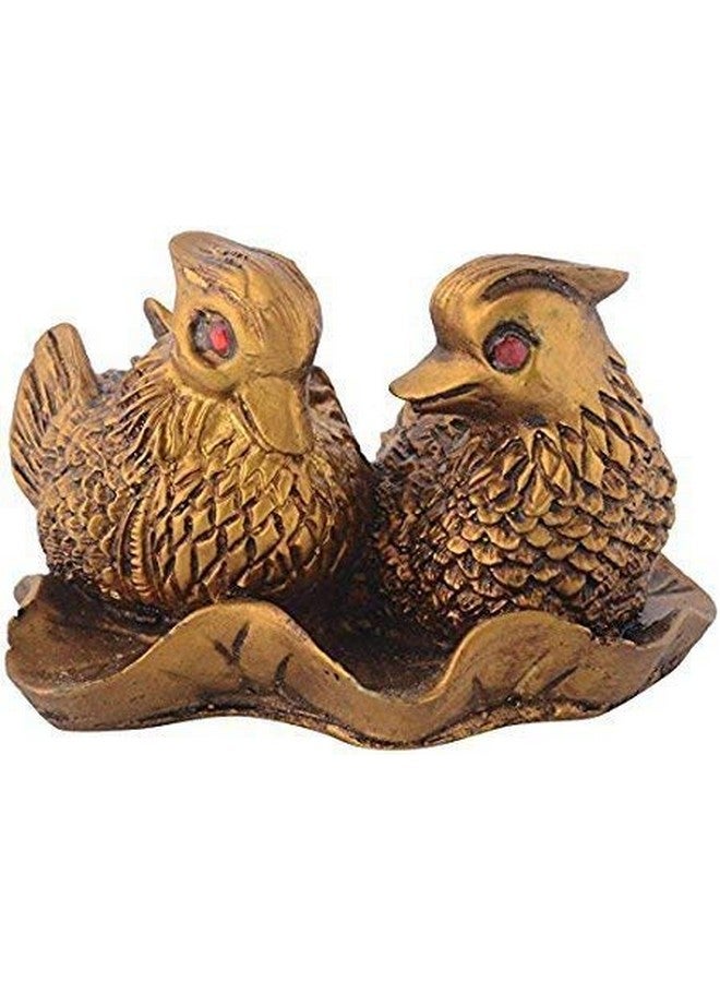 RIPE INDIA® Feng Shui Mandarin Ducks (The Symbol of Love and Marriage) Brown Resin Figurine 27707 Brass Color Showpiece - Image 3