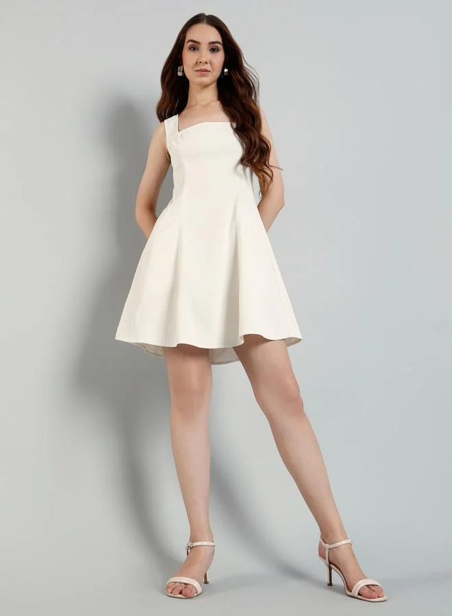 Mish White Sleeveless A-Line Mini Dress
