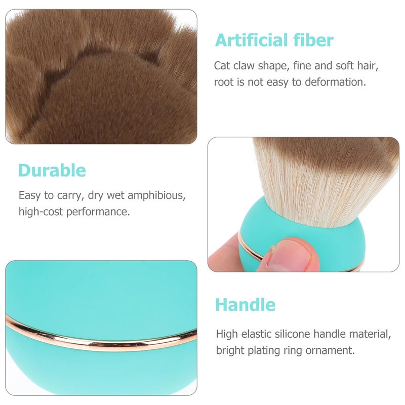 PATKAW Portable Colored Powder Blush Brush with Lid, Small Cat Paw Makeup Brush for Face Powder Application, Cosmetic Tool for Travel and Daily Use - Image 3