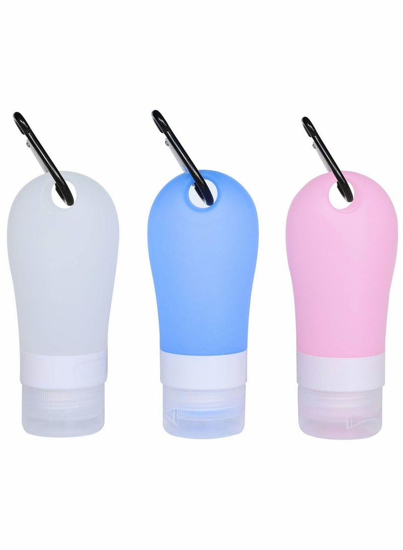 NIBEMINENT Refillable Bottles 3 Pack Travel with Clip 60 ml Portable Hand Sanitizer Containers for Outdoor School Hook Carabiner - Image 1