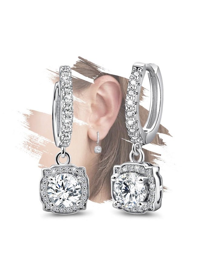 ELEDUCTMON - Sterling Silver Hoop Earrings For Women Classic - Hypoallergenic Loop Earrings Trendy Cubic Zirconia Huggie Earrings For Sensitive Ears Fashion Lightweight Hoop Earrings Gifts For Birthday - Image 1