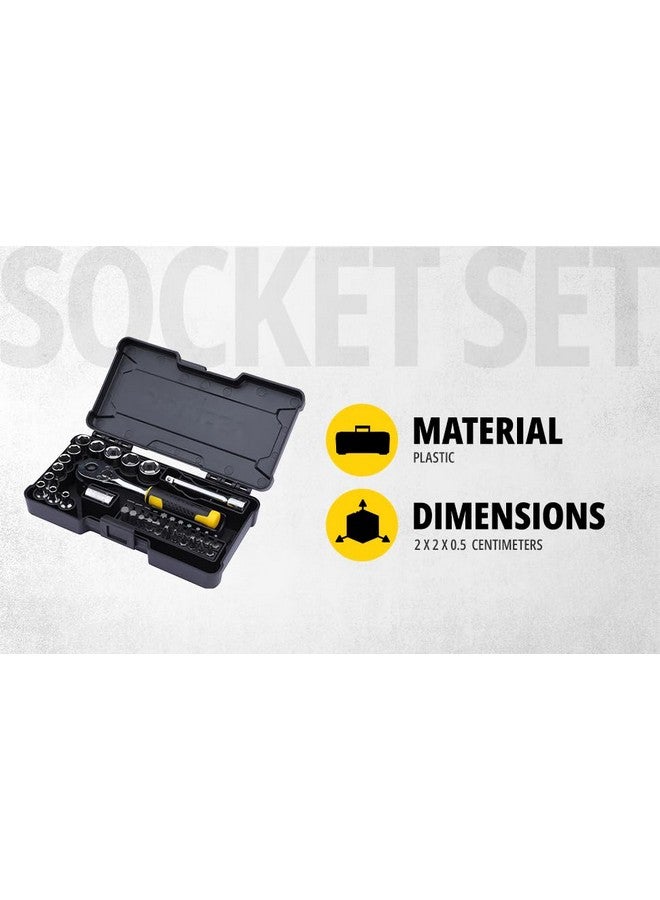 Stanley STANLEY STMT82672 1/4" 37-Piece Chrome Compact Socket Set comes with a Heavy-Duty Plastic Case for Home, DIY, Industrial & Professional Use, YELLOW & BLACK  - Image 2