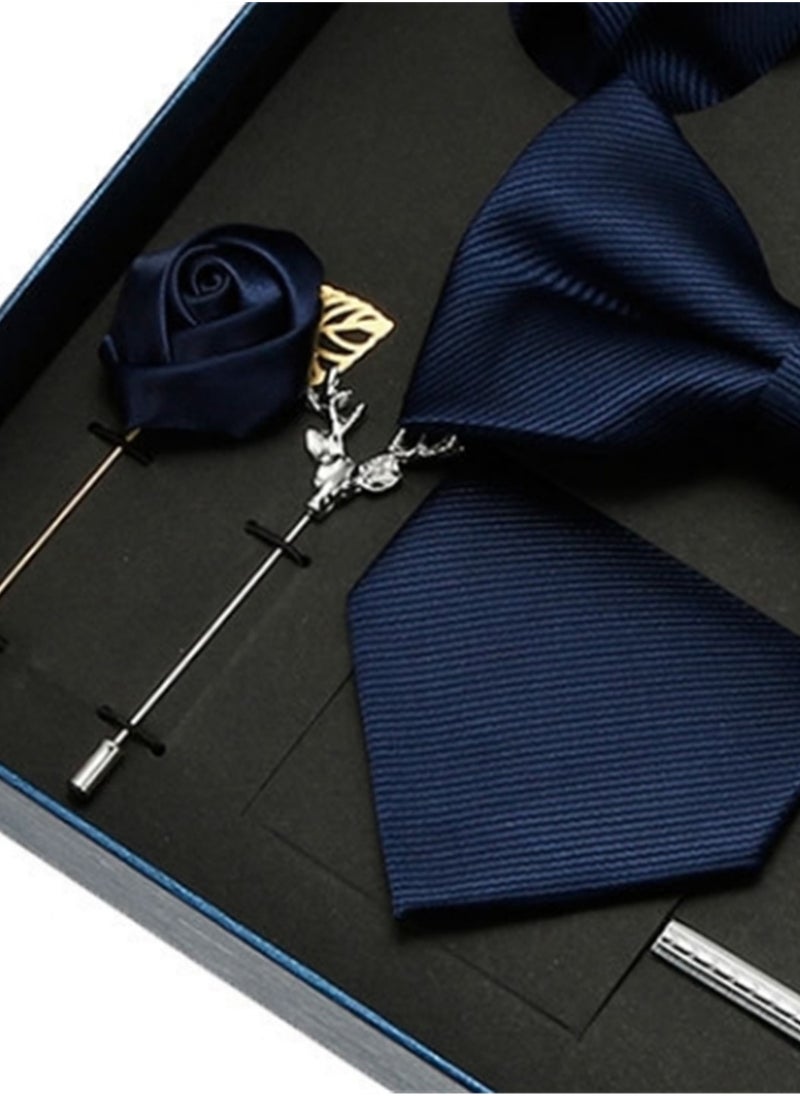Generic - 8 Pcs Men's tie pocket square cufflinks bow tie brooch set men's gift box set - Image 1