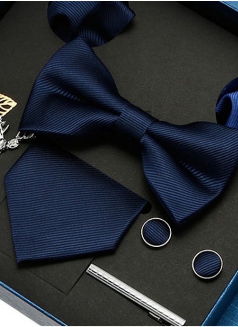 Generic - 8 Pcs Men's tie pocket square cufflinks bow tie brooch set men's gift box set - Image 1