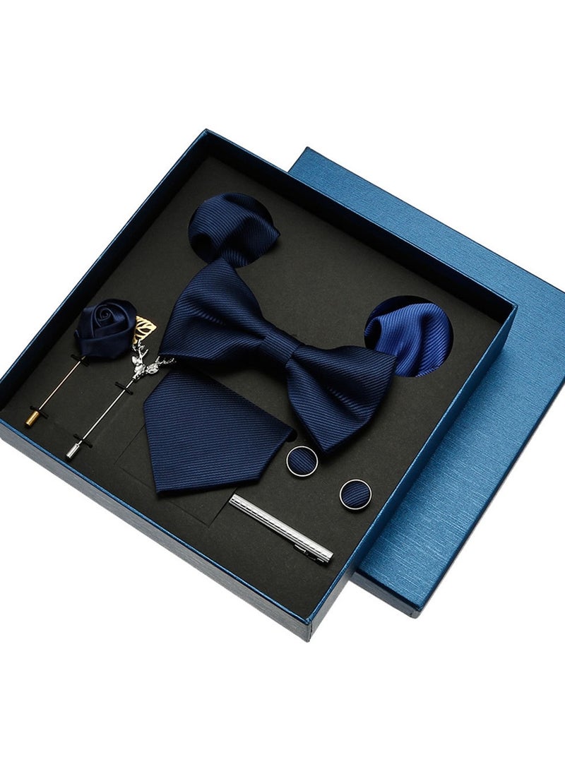 Generic - 8 Pcs Men's tie pocket square cufflinks bow tie brooch set men's gift box set - Image 1