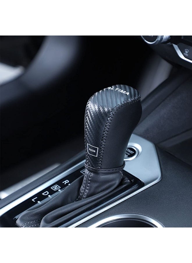 Generic Xiter For Genuine Leather Gear Shift Knob Cover Car Protect Accessories Case For Nissan Altima 2019 2020 2021 2022 2023 2024 Carbon Fiber  - Image 1