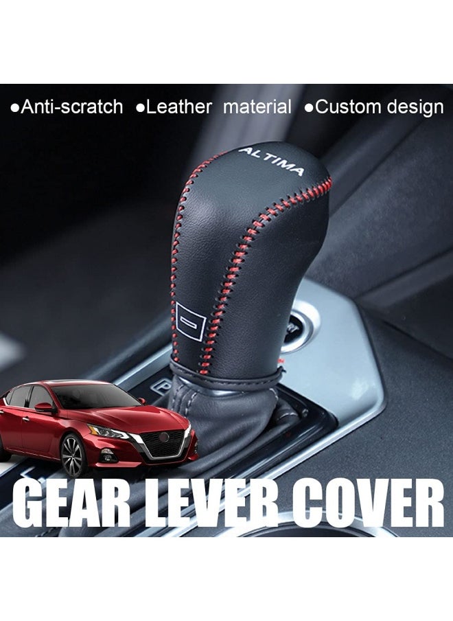 Generic Xiter For Genuine Leather Gear Shift Knob Cover Car Protect Accessories Case For Nissan Altima 2019 2020 2021 2022 2023 2024 Carbon Fiber  - Image 2