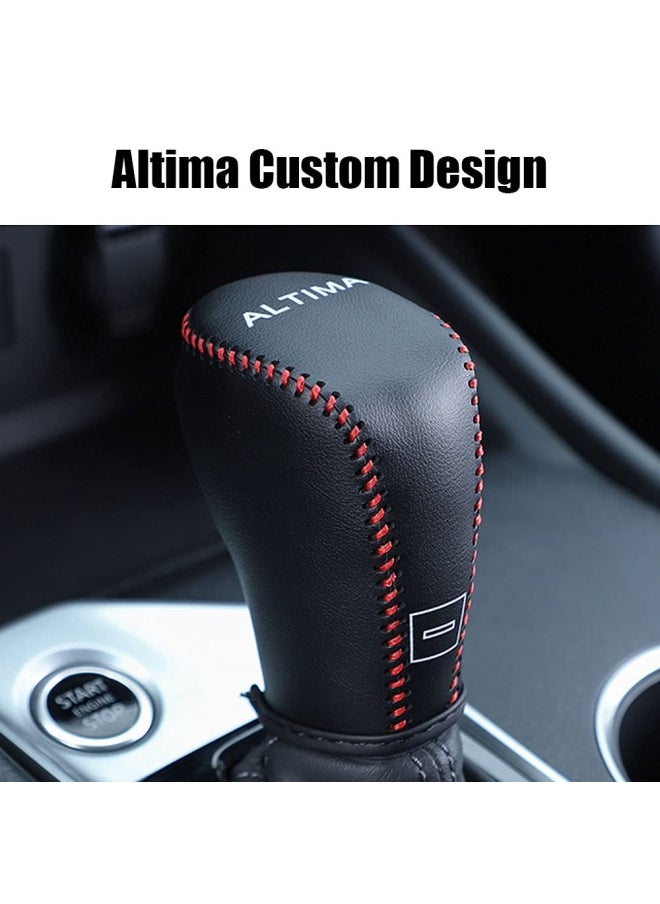 Generic Xiter For Genuine Leather Gear Shift Knob Cover Car Protect Accessories Case For Nissan Altima 2019 2020 2021 2022 2023 2024 Carbon Fiber  - Image 3