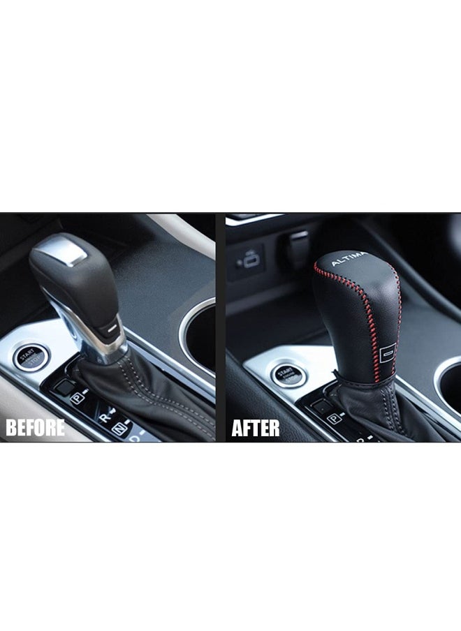 Generic Xiter For Genuine Leather Gear Shift Knob Cover Car Protect Accessories Case For Nissan Altima 2019 2020 2021 2022 2023 2024 Carbon Fiber  - Image 4