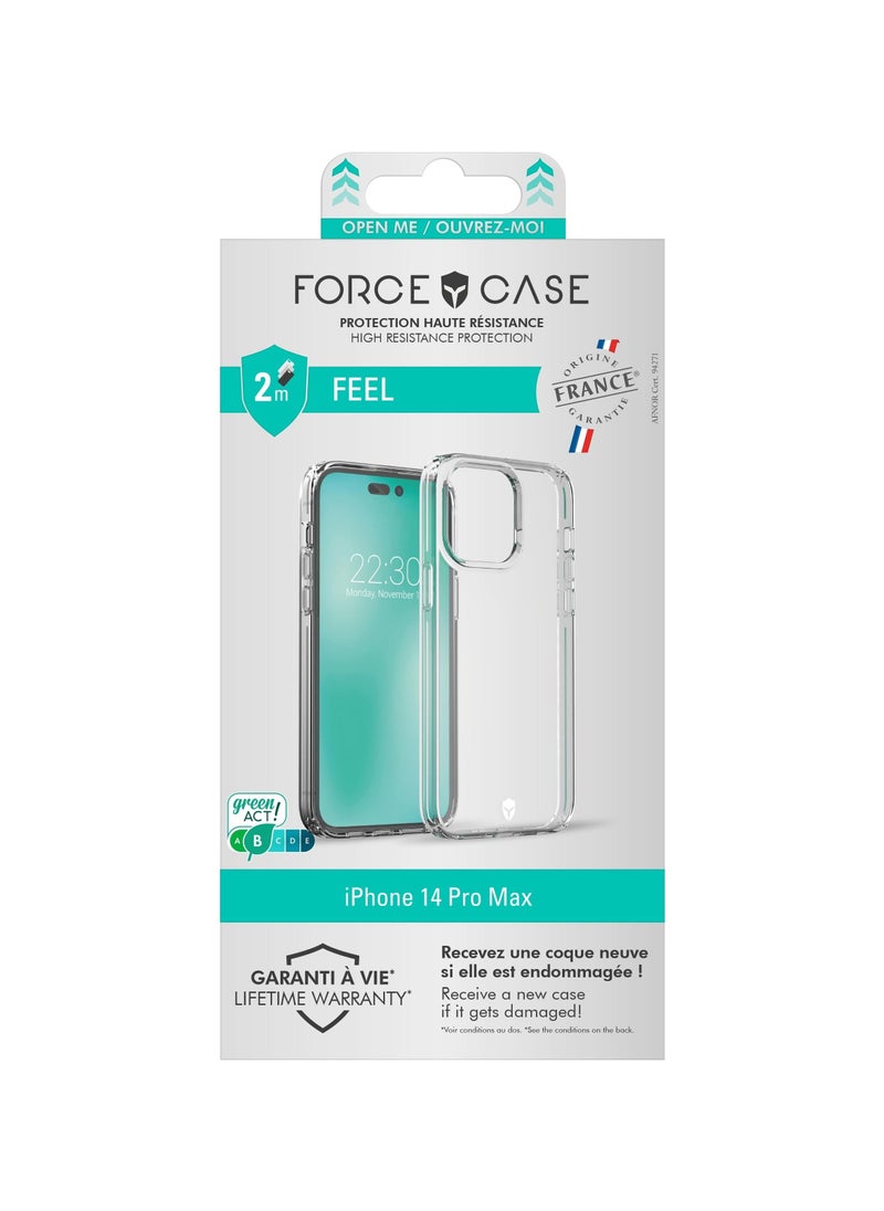 FORCE Force Case iPhone 14 Pro Max FEEL Made in France Reinforced Case Lifetime Warranty Transparent 50% Recycled plastic  - Image 1