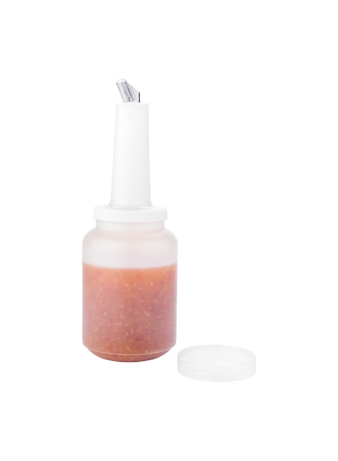 Restaurantware 2 qt Plastic Quick Pour Storage Container Bottle - with Clear Spout and Lid - Bar Storage Bottle - 4 3/4" x 4 3/4" x 13 3/4" - 1ct Box - Bar Lux  - Image 2
