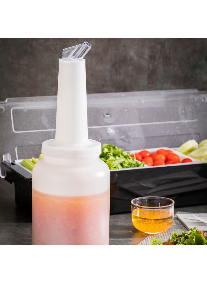 Restaurantware 2 qt Plastic Quick Pour Storage Container Bottle - with Clear Spout and Lid - Bar Storage Bottle - 4 3/4" x 4 3/4" x 13 3/4" - 1ct Box - Bar Lux  - Image 3
