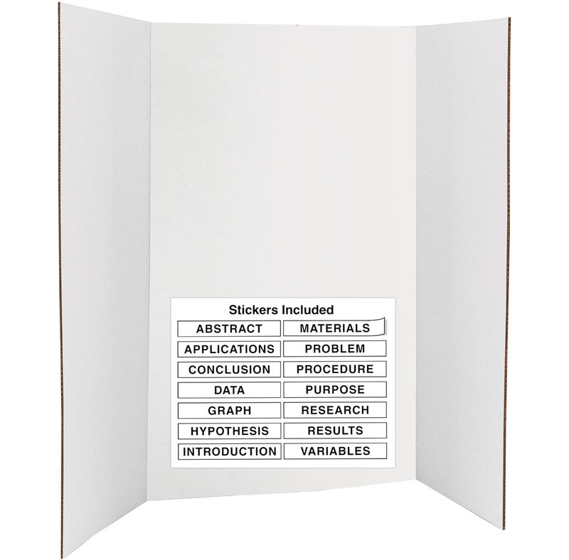 Emraw White Tri-Fold Presentation Board 28" X 40" Corrugated Tabletop Display Exhibition Board Lightweight and Portable with Smooth Surface Great for School Projects and Business presentations - by Emraw - Image 1