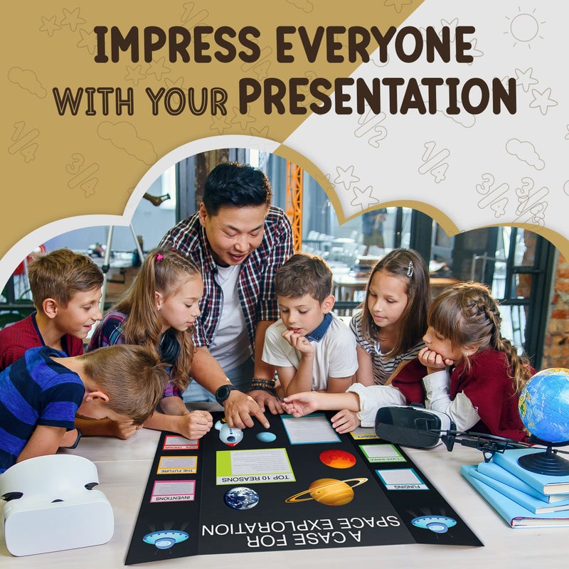 Emraw White Tri-Fold Presentation Board 28" X 40" Corrugated Tabletop Display Exhibition Board Lightweight and Portable with Smooth Surface Great for School Projects and Business presentations - by Emraw - Image 4
