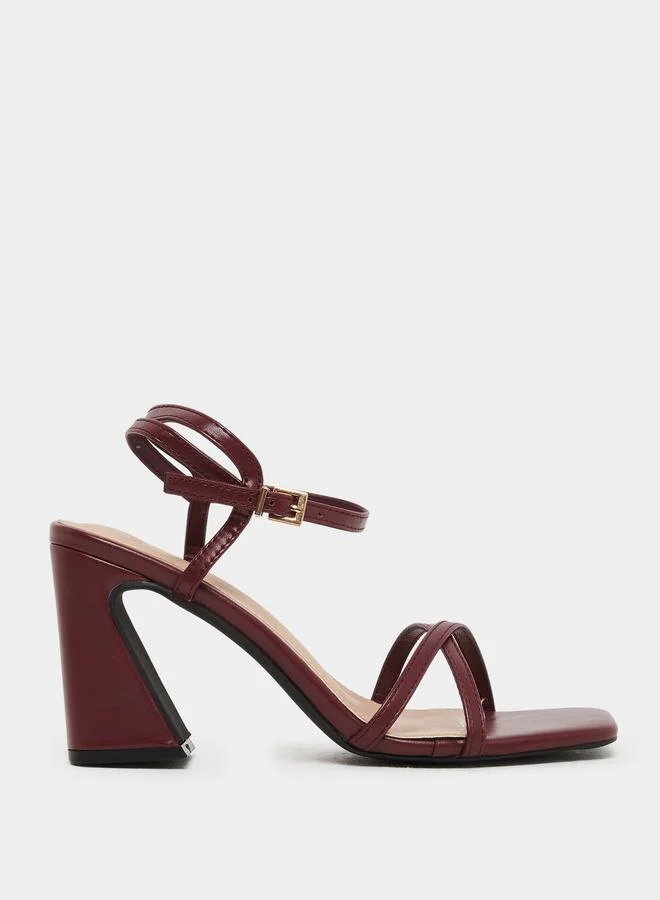 ستايلي Styli Plain Strappy Block Heel Sandals