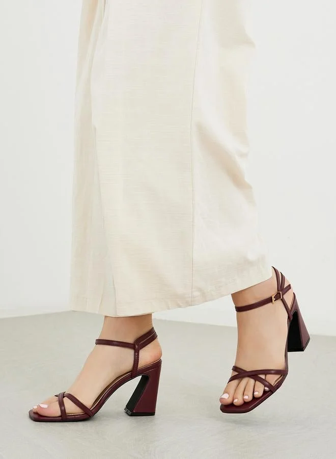 Styli Styli Plain Strappy Block Heel Sandals