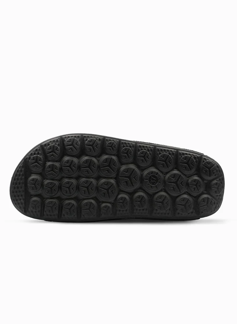 Duozoulu Jet Black Aqua Cross Wool Slide Sandals  | Best Price UAE