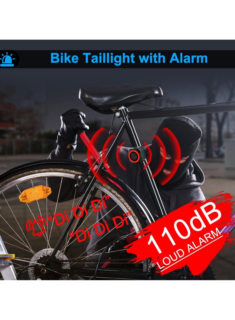 Loquat Bicycle Tail Light Brake Light with Anti-Theft Alarm and Remote, Waterproof Bicycle Vibration Alarm, 110db Volume and Sensitivity Adjustable USB Rechargeable for Bicycle E-Bike Motorcycle Scooter Cart - Image 5