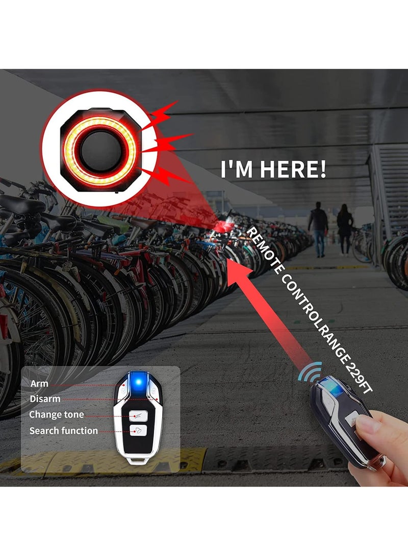 Loquat Bicycle Tail Light Brake Light with Anti-Theft Alarm and Remote, Waterproof Bicycle Vibration Alarm, 110db Volume and Sensitivity Adjustable USB Rechargeable for Bicycle E-Bike Motorcycle Scooter Cart - Image 2