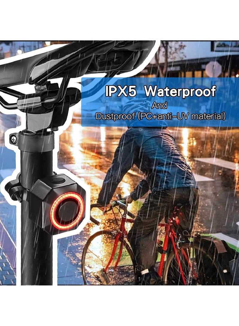 Loquat Bicycle Tail Light Brake Light with Anti-Theft Alarm and Remote, Waterproof Bicycle Vibration Alarm, 110db Volume and Sensitivity Adjustable USB Rechargeable for Bicycle E-Bike Motorcycle Scooter Cart - Image 3