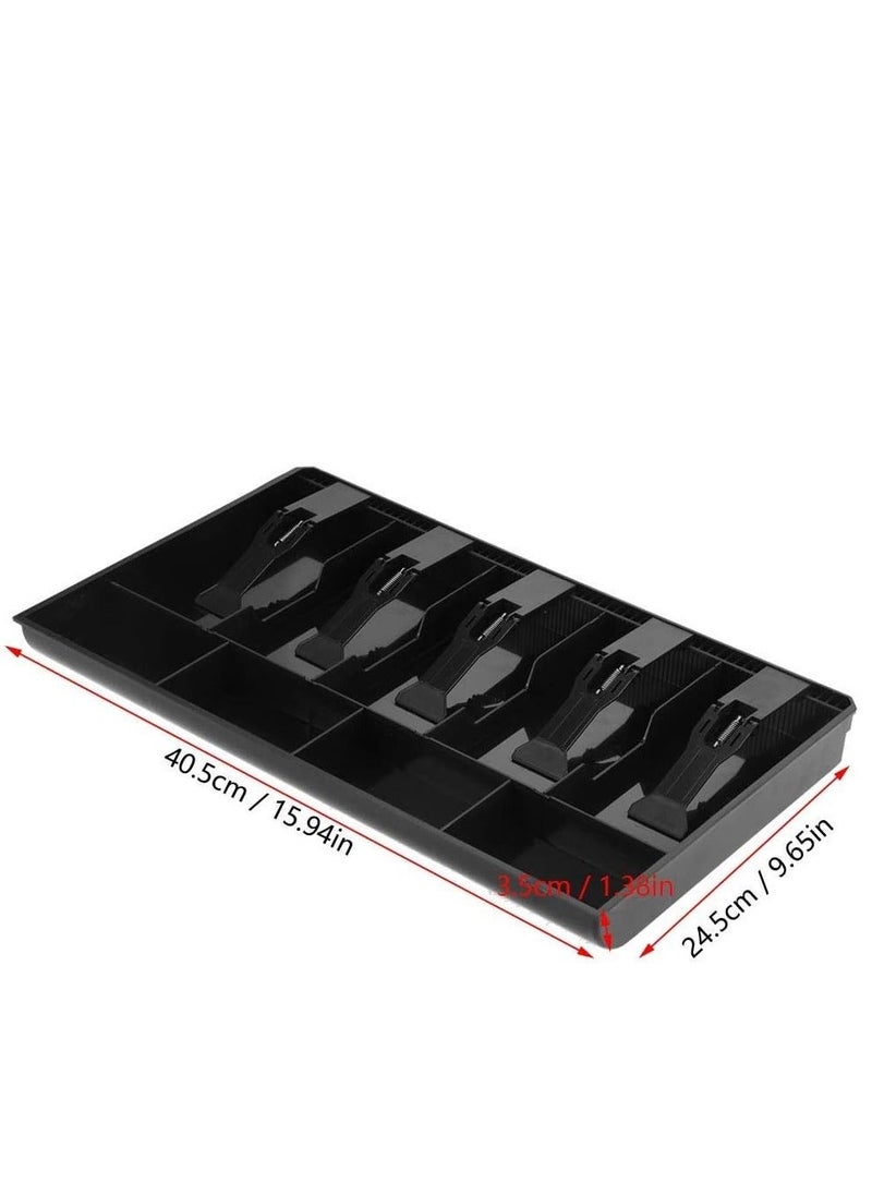 Generic Cash Drawer 5 Grids Black Cash Box Register Insert Coin Trays Cashier Tidy Storage Safe Cash Tray for Business Use (Black)  - Image 4