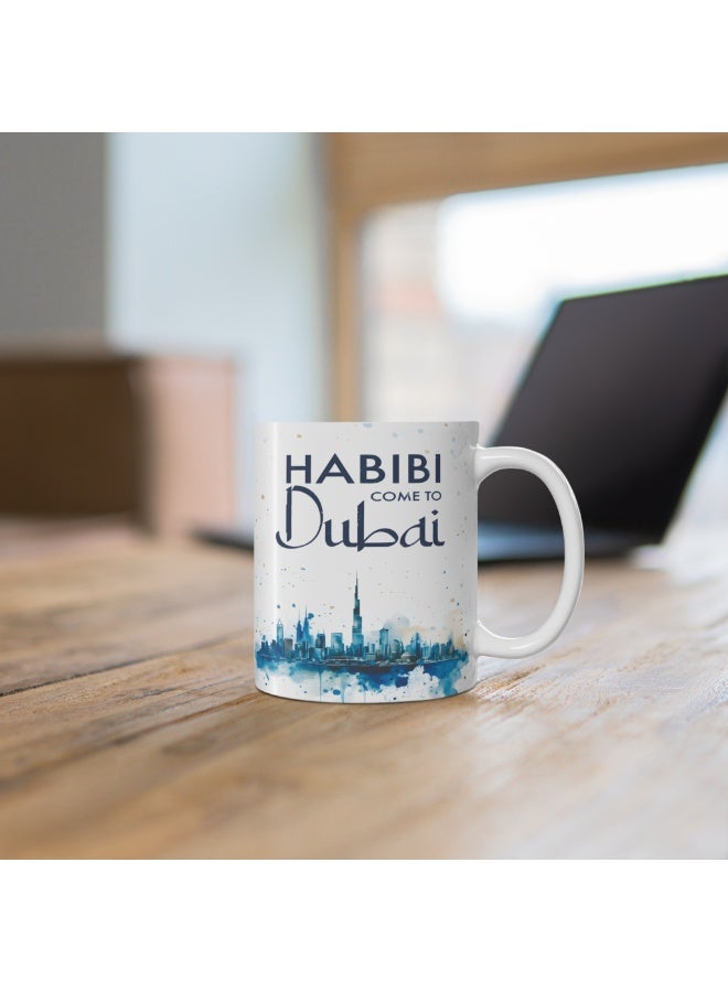 كوب قهوة سيراميك "حبيبي أهلاً بكم في دبي" سعة 11 أونصة، كوب دبي، حب دبي، أفضل الهدايا للأحباب، هدايا للمنزل والمكاتب - Image 5