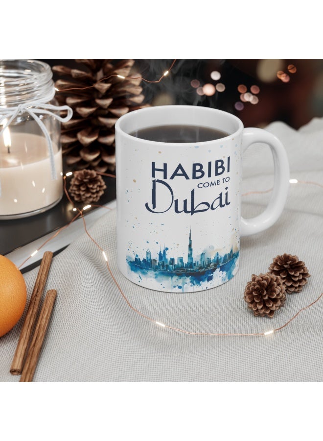 كوب قهوة سيراميك "حبيبي أهلاً بكم في دبي" سعة 11 أونصة، كوب دبي، حب دبي، أفضل الهدايا للأحباب، هدايا للمنزل والمكاتب - Image 3