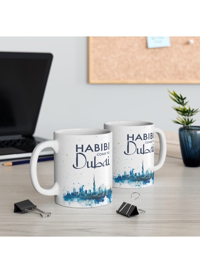 كوب قهوة سيراميك "حبيبي أهلاً بكم في دبي" سعة 11 أونصة، كوب دبي، حب دبي، أفضل الهدايا للأحباب، هدايا للمنزل والمكاتب - Image 4