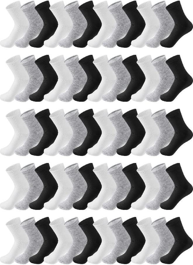 Tarpop - Tarpop 100 Pairs Mens Socks Bulk Moisture Wicking Socks Casual Sports Ankle Socks Bulk for Homeless Unisex Adult Men Women (Black, White, Gray) - Image 1