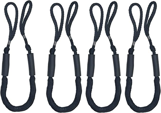 Jranter Bungee Dock Line Mooring Rope for Boat 4ft Black 4 Pack - Image 1
