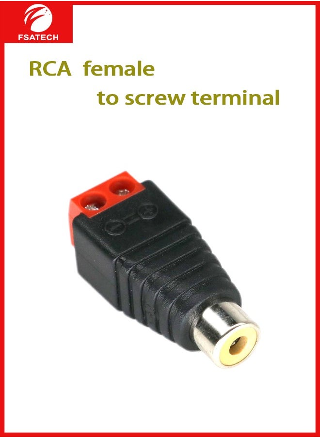 FSATECH 10 قطعة سلك مكبر الصوت كابل إلى الصوت أنثى كابل جاك المهنية برغي التوصيل RCA موصل كابل محول  - Image 1