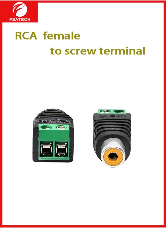 FSATECH 10 قطعة سلك مكبر الصوت كابل إلى الصوت أنثى كابل جاك المهنية برغي التوصيل RCA موصل كابل محول  - Image 2