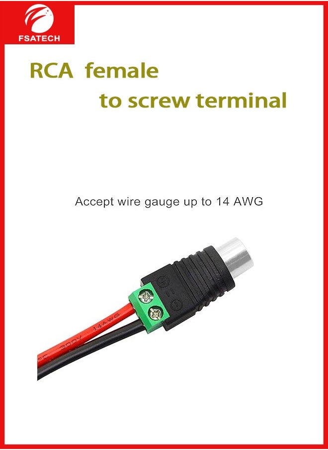 FSATECH 10 قطعة سلك مكبر الصوت كابل إلى الصوت أنثى كابل جاك المهنية برغي التوصيل RCA موصل كابل محول  - Image 3