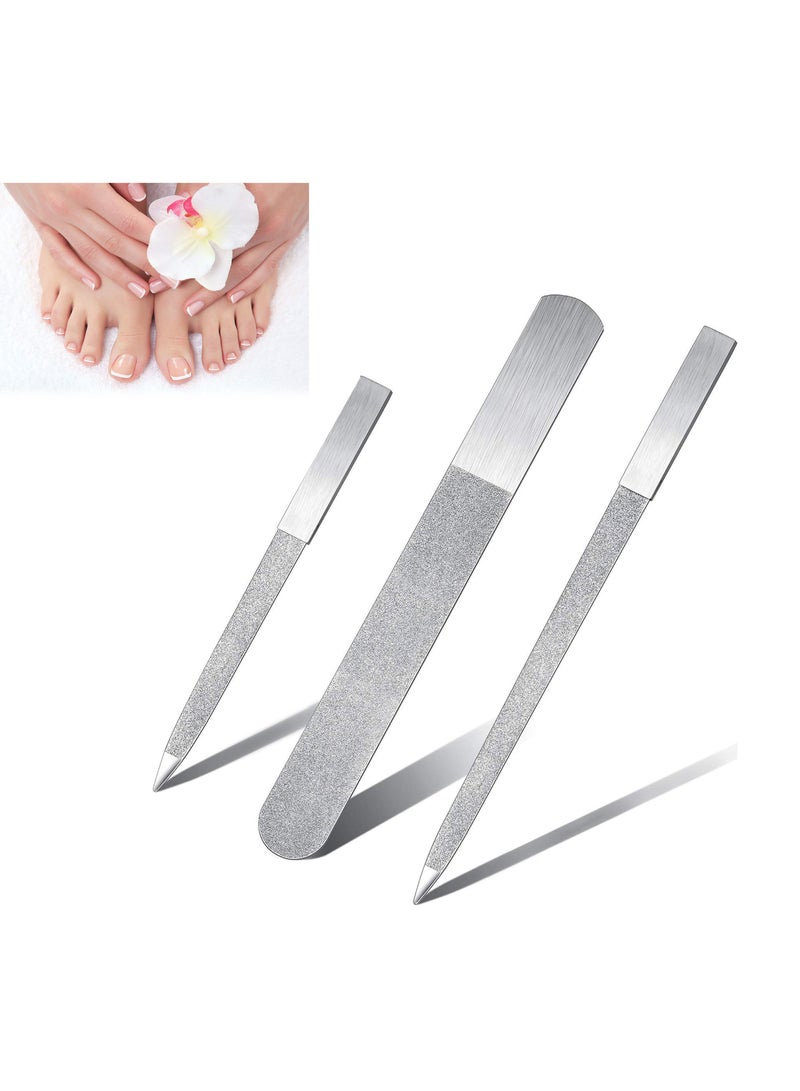 SYOSI 3 Pieces Nail File Set Stainless Steel Double Side Nail File Metal Sapphire Buffer File Manicure Files for Salon Home and Travelvvvvvvvvvvvvvvv - Image 2