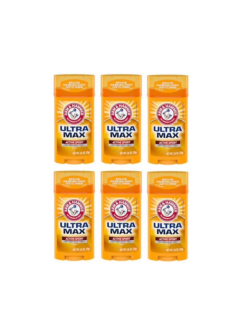 Arm & Hammer - Arm & Hammer Ultramax Active Sport Antiperspirant Deodorant Solid, 2.6oz - Pack of 6 - Image 1