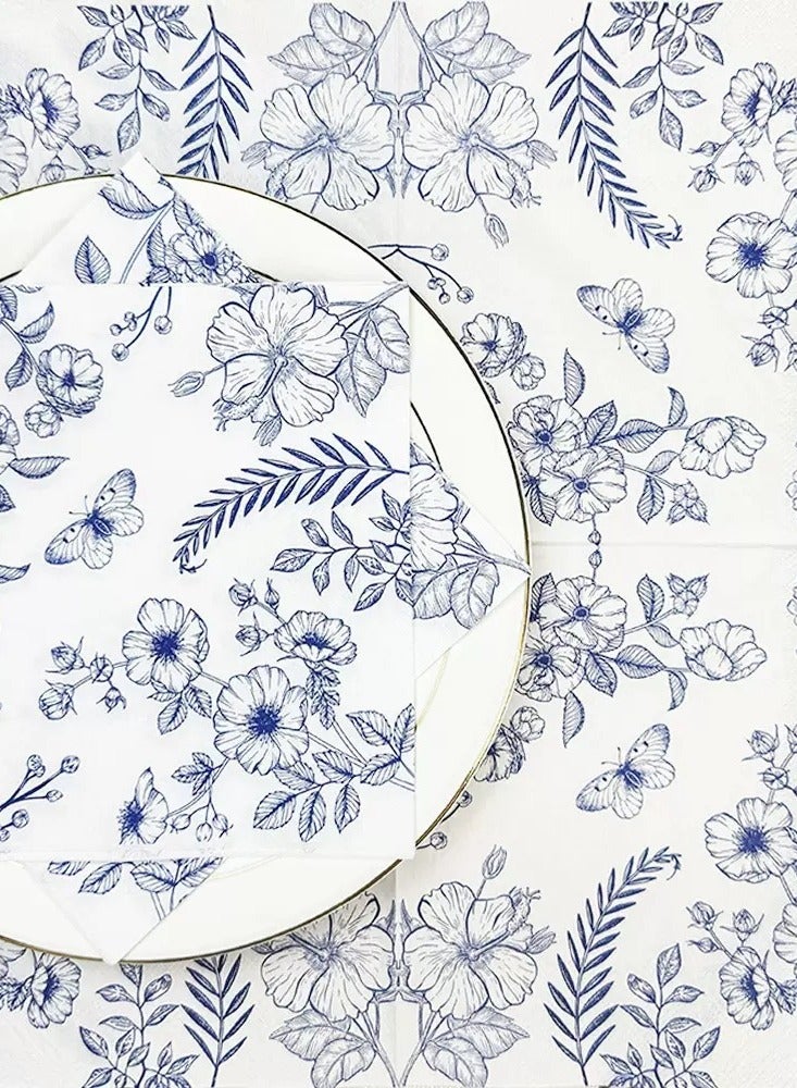 100 bulk soft blue chinoiserie napkins, one time party service for birthdays, weddings, everyday items, hotel catering, countertop tableware decoration - Image 5