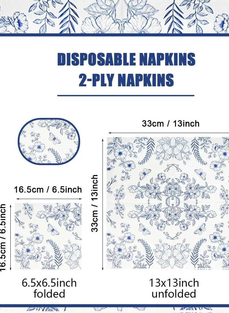 100 bulk soft blue chinoiserie napkins, one time party service for birthdays, weddings, everyday items, hotel catering, countertop tableware decoration - Image 4