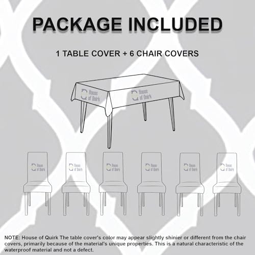 House of Quirk Polyvinyl Chloride (PVC) Dining Chair Cover With Rectangular Table Covers For Kitchen Waterproof Dining Table Cloth (Black Diamond, 1 Table Cover + 6 Chair Cover) - Image 5